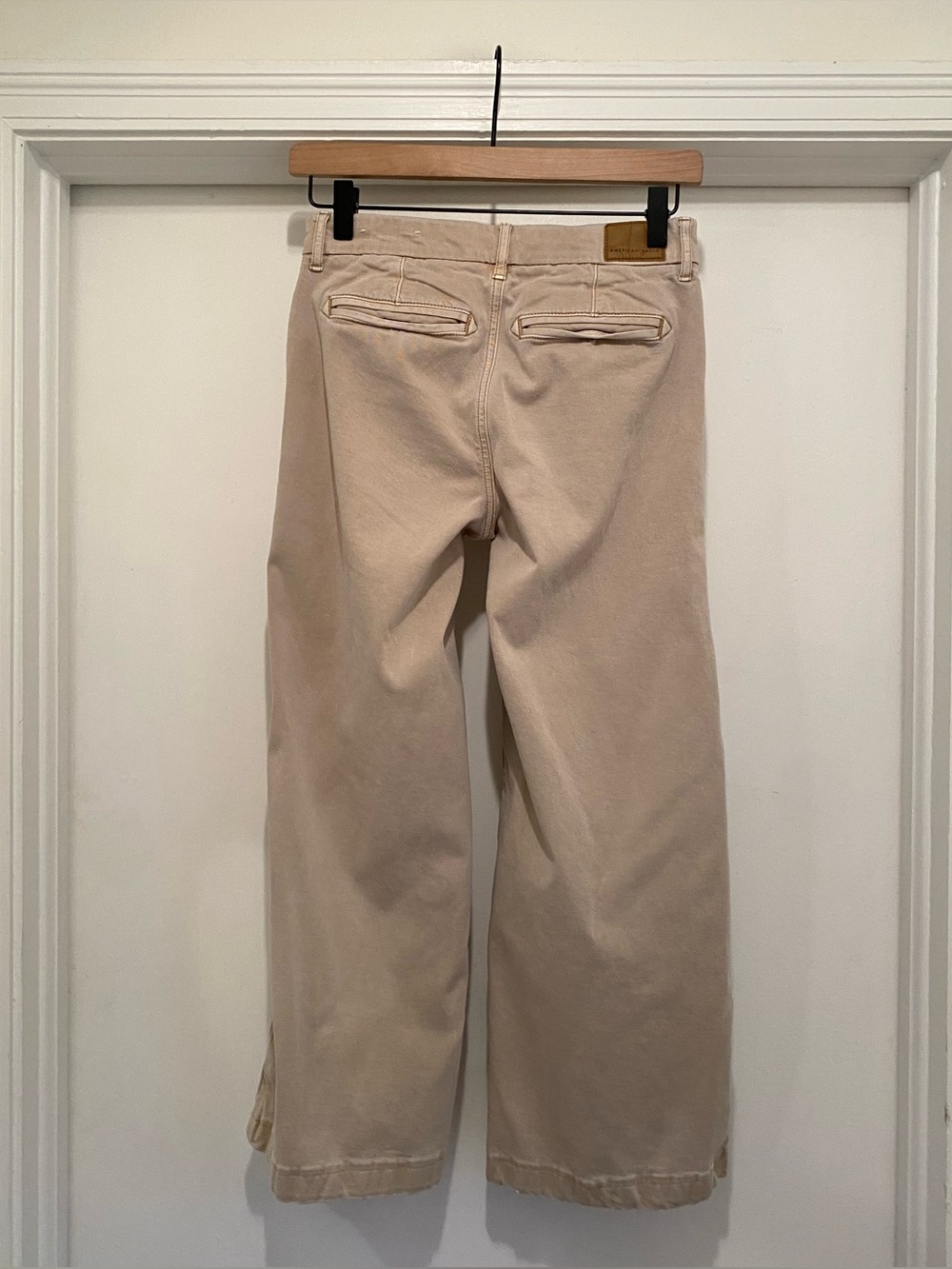 American Eagle Skater Trouser Wide Leg Pants women’s size 00 Short Khaki baggy - Picture 7 of 9